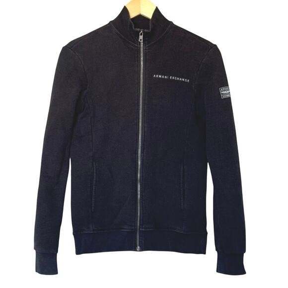 Armani Exchange A/X Men’s Black Full Zip Track Jacket Logo Print Size XS - Picture 1 of 6